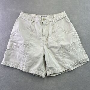 Columbia Womens Cargo Shorts 10 Ivory Ripstop Hiking Outdoor Utility Gorpcore